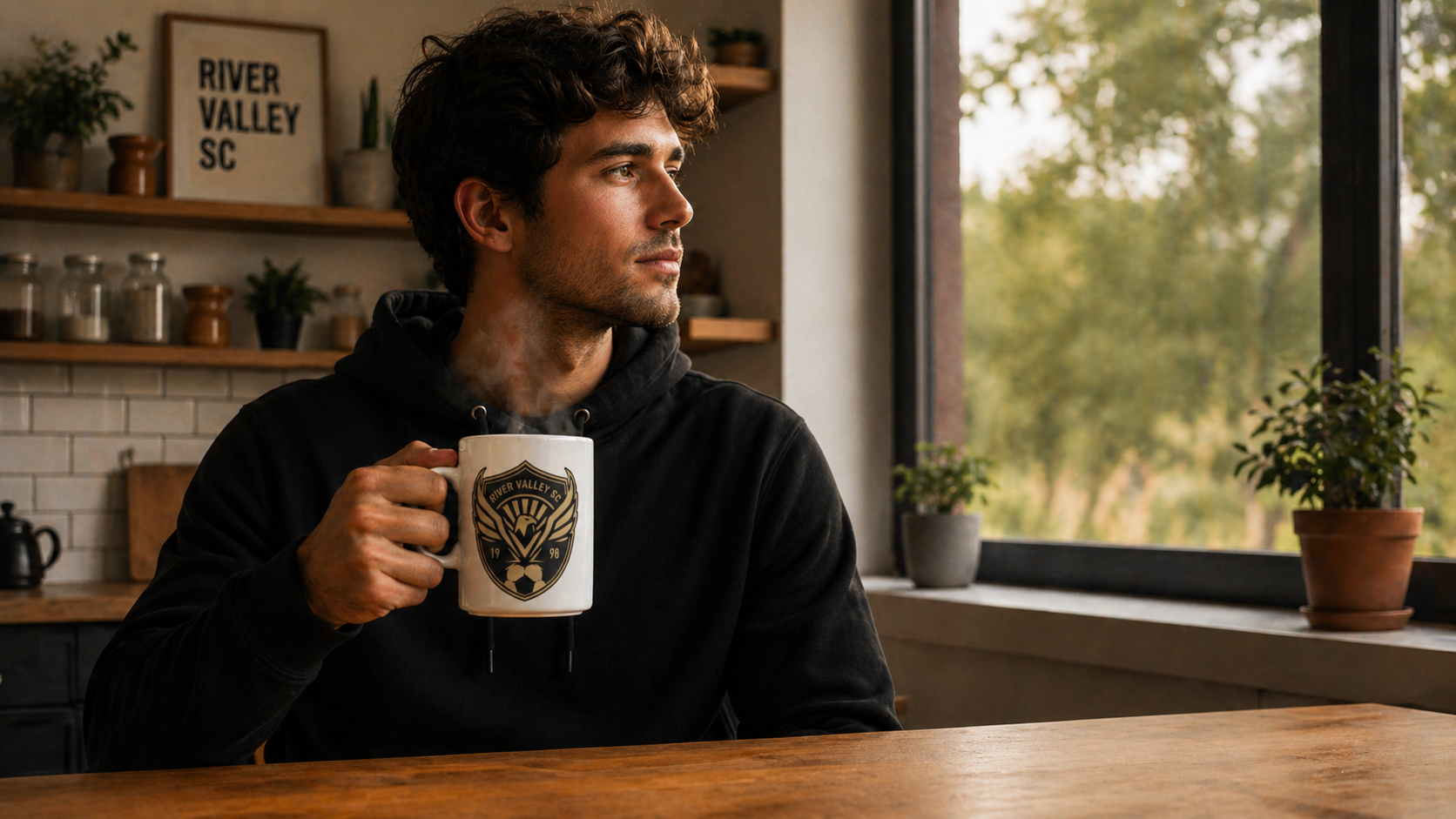 Man drinking coffee